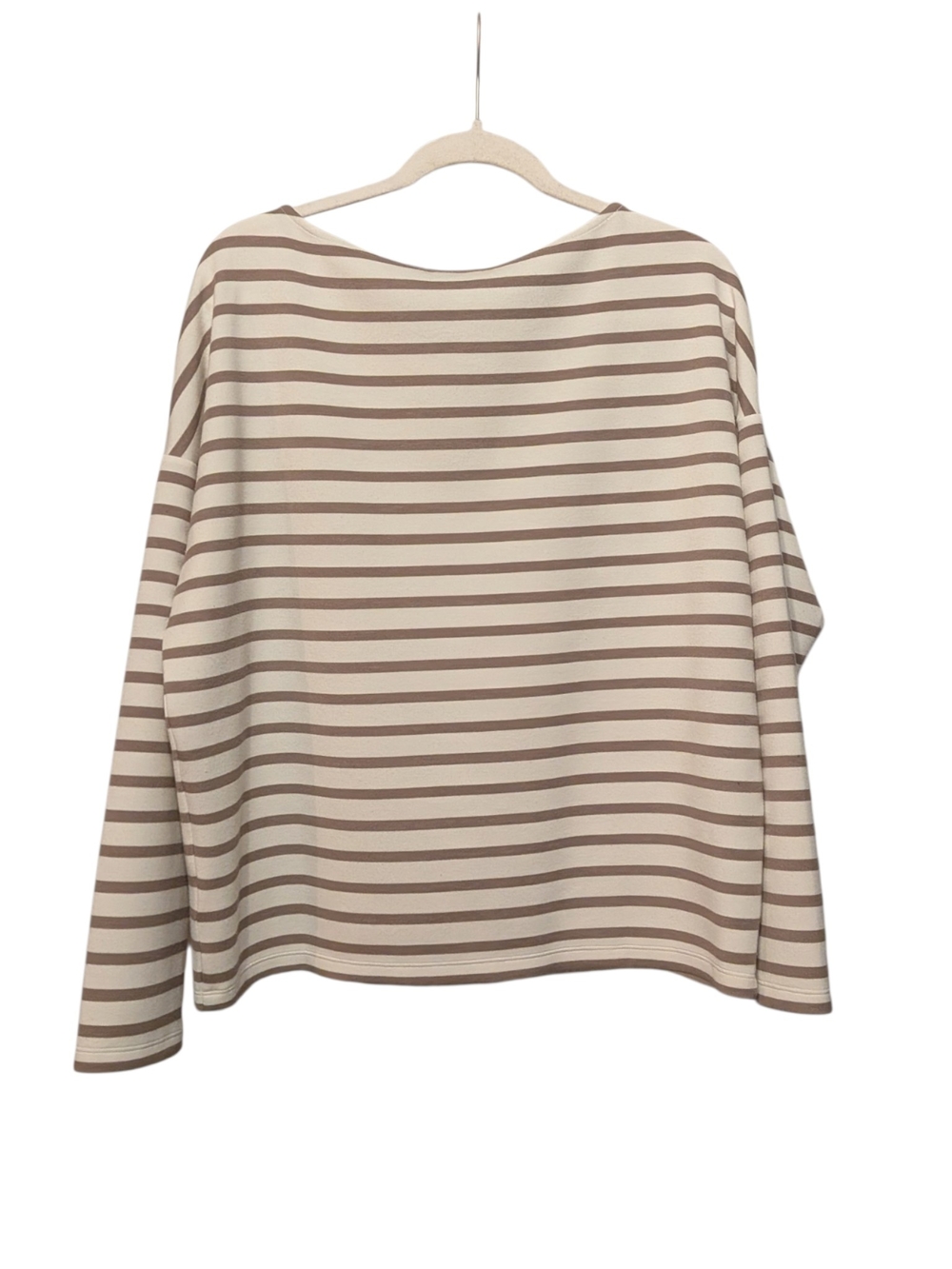 SPANX Beige and Cream Striped Long-Sleeve Boatneck Top - Picture 9 of 9